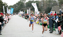 최근 일본마라톤이 국제적으로 상승세를 타고 있는 이유는 팀이 상당히 조직적으로 구성되어 있기 때문에 가능한 것으로 분석된다. 선수층이 두꺼워 그런 점도 있겠지만 일본 육상팀은 평균 15명에서 30명 정도의 선수를 보유하고 있다. 이들은 모두 마라톤 선수는 아니며 그들 중 상위 3~4명은 마라톤 전문선수이고 나머지 선수들은 5000m,10000m를 중심으로 한 역전경주 전문선수로 보면 된다.
<br>
<br>예를 들면 2시간6분대의 이누부시선수를 보유하고 있는 오츠카제약팀은 15명의 선수 중 이누부시와 이와사선수 등 4명을 제외하고 나머지는 모두 역전경주와 장거리 선수이며 최근 신흥명문팀으로 급부상중인 중국전력은 16명의 선수 중 2001년 세계선수권마라톤 5위의 아부라야 시게루, 지난 후쿠오카마라톤에서 아베라에 이어 2위를 기록한 오가타 츠요시선수 등 3명을 제외하고 나머지는 역시 모두 장거리 전문선수들이다.
<br>
<br>일본선수들은 역전경주와 트랙에서 단련된 스피드를 바탕으로 마라톤에 입문하게 되며 그 시기는 보통 20대 후반을 넘긴 시점이 대부분이다. 즉 역전경주가 프로야구나 프로축구의 2군에 해당한다고 보면 정확할 것이다. 토시나리 타카오카와 아부라야 시게루 등이 2시간6,7분대의 마라톤 기록을 보유하고 있음에도 계속 역전경주에 참가하고 있는 것이 위의 주장을 뒷받침 하는 것이라 할 수 있다. 이러한 시스템은 우리에게 시사하는 바가 많은데 보통 5~8명의 선수로 구성된 한국 마라톤팀의 경우는 이런 체계적인 시스템을 도입하기가 매우 어려운 것이 현실이다. 군 입대문제로 훈련이 단절되는 점과 선수들의 마라톤 조기 입문으로 기본종목인 5000m,10000m 등에 소홀한 것이 사실이다. 이러다 보니 5km 랩 타임이 14분대에 이르는 최근의 초 고속 마라톤에 적응을 못하게 되는 것은 어찌 보면 당연한 결과이다. 이런 점에서 삼성전자 육상단의 이번 역전경주 참가는 또 다른 새로운 도전 중의 하나였다.    관련사진