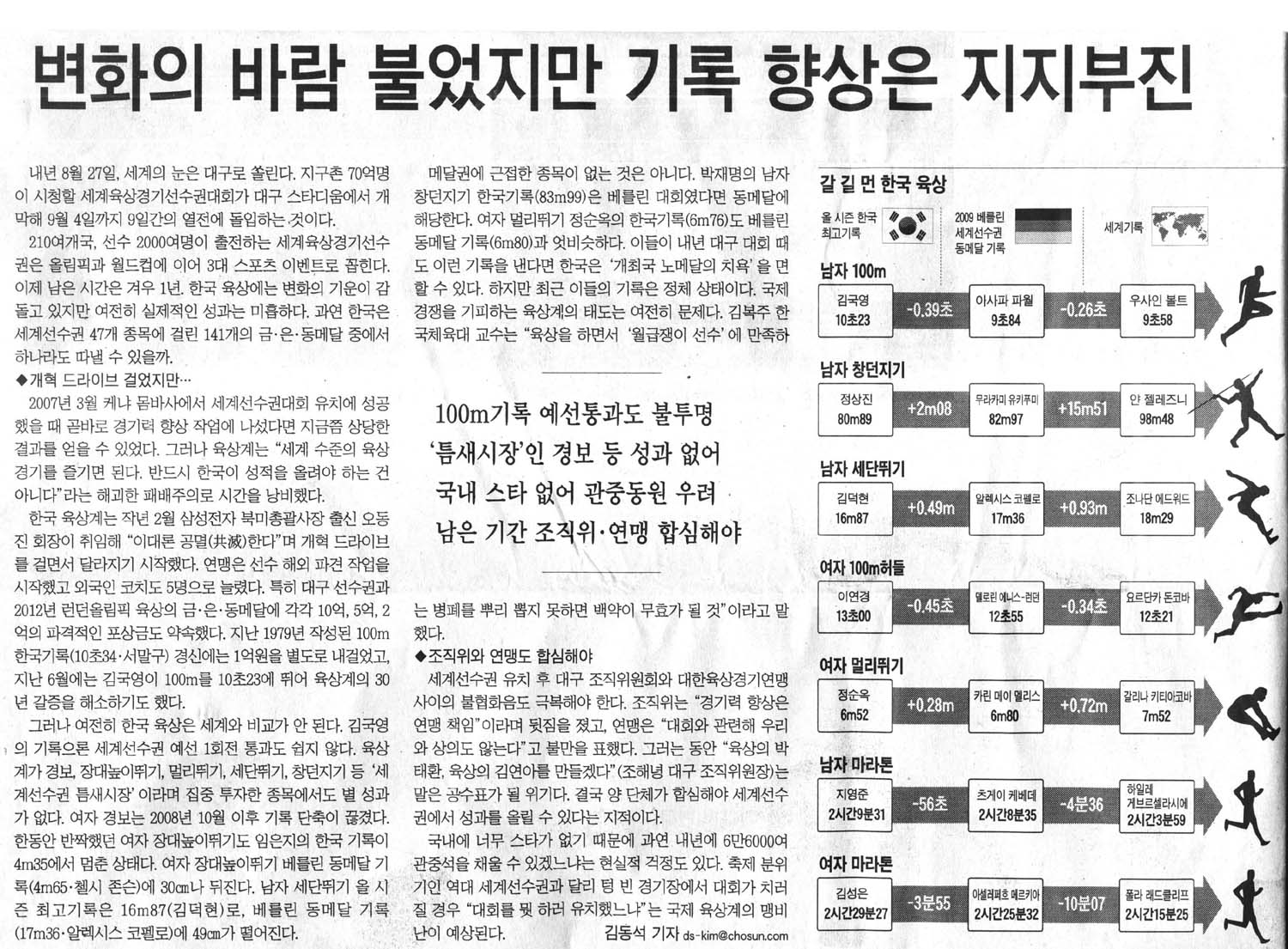 대구선수권 D―1년, 한국 노메달 면할 수 있을까?