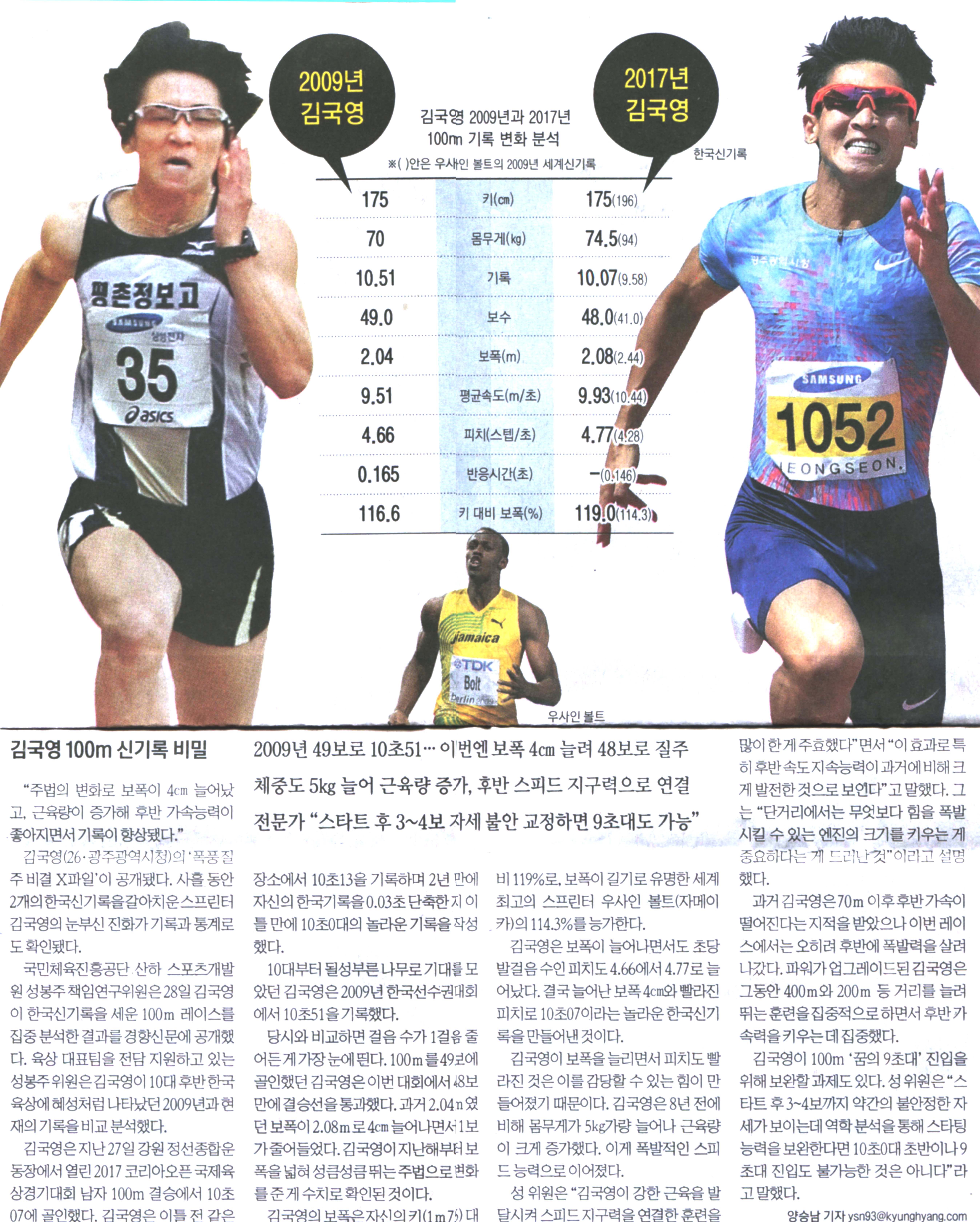 4cm의 혁명 김국영 100m 신기록 비밀